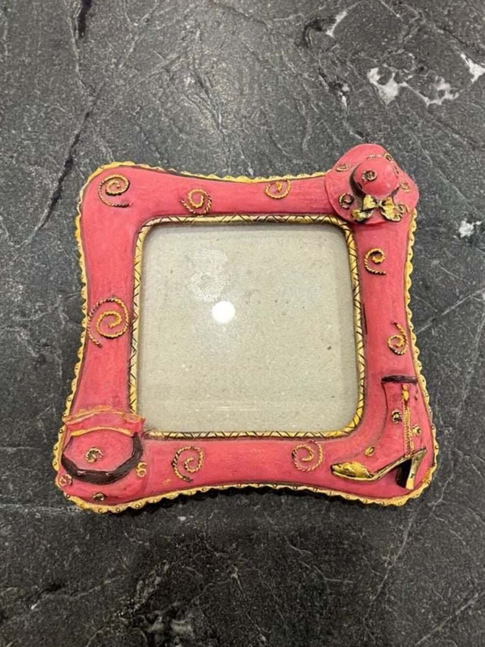 Special Moments Photo Frame with Pink Girls Boots, Hat, and Purse Accents